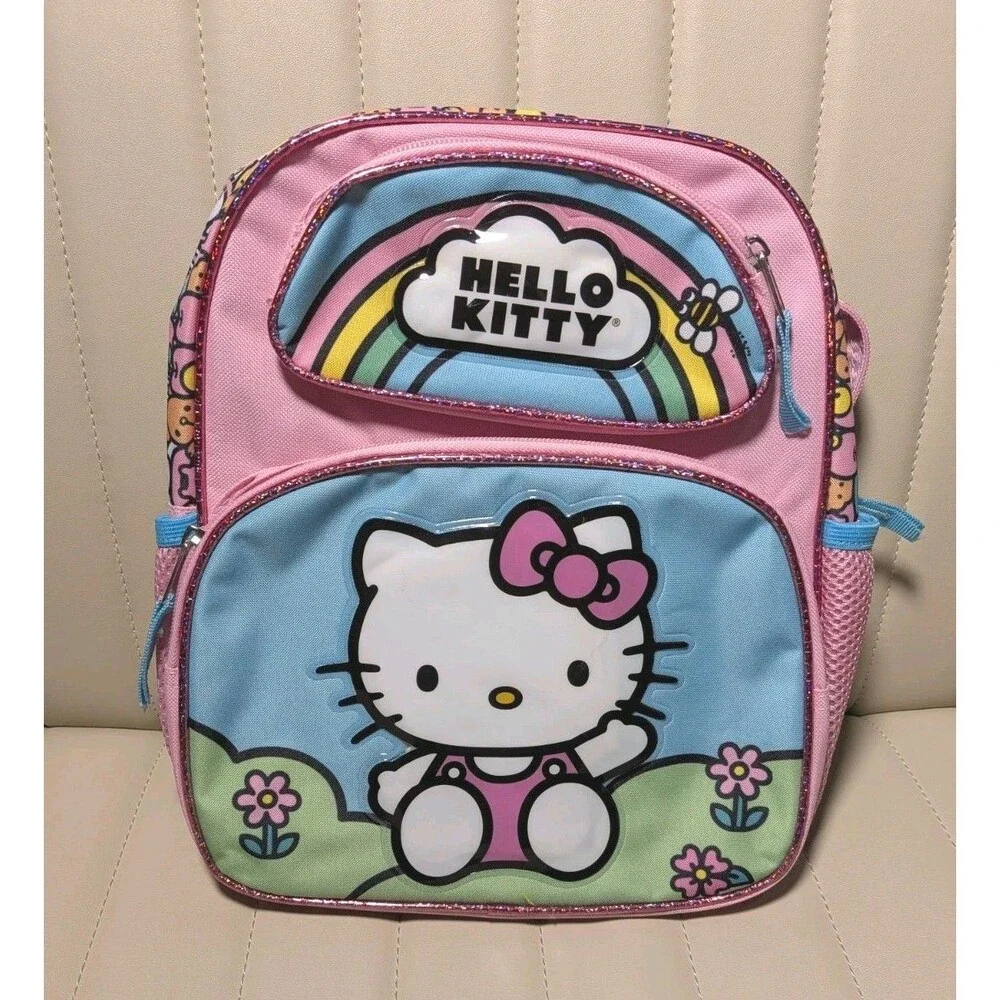 Hello Kitty Pink Small Backpack Rainbow Allover Print 12
